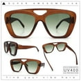 thumbnail image 2 of Women Oversized Thick Plastic Rectangle Cat Eye Flat Top Diva Sunglasses Matte Brown - Green, 2 of 8