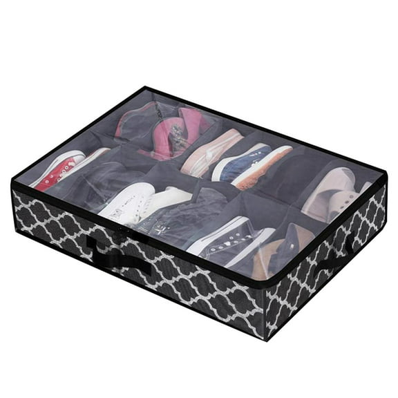 Under - Bed Shoe Cabinet Storage for 24 Pairs of Shoes - Strong, with Transparent Cover for Bedding and Shoe Storage
