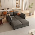 thumbnail image 6 of Gexpusm Large Combination Sofa Chenille U-Shape Couch Convertible Sofa Bed with Seat Storage,Gray, 6 of 8