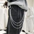 thumbnail image 3 of Pocket Chain Pants Chain Trousers Chain 3 Layer Pocket Keychain Hip Hop Chain for Keys Wallet Jeans Pant Chains Belt Loop, Silver, 3 of 6