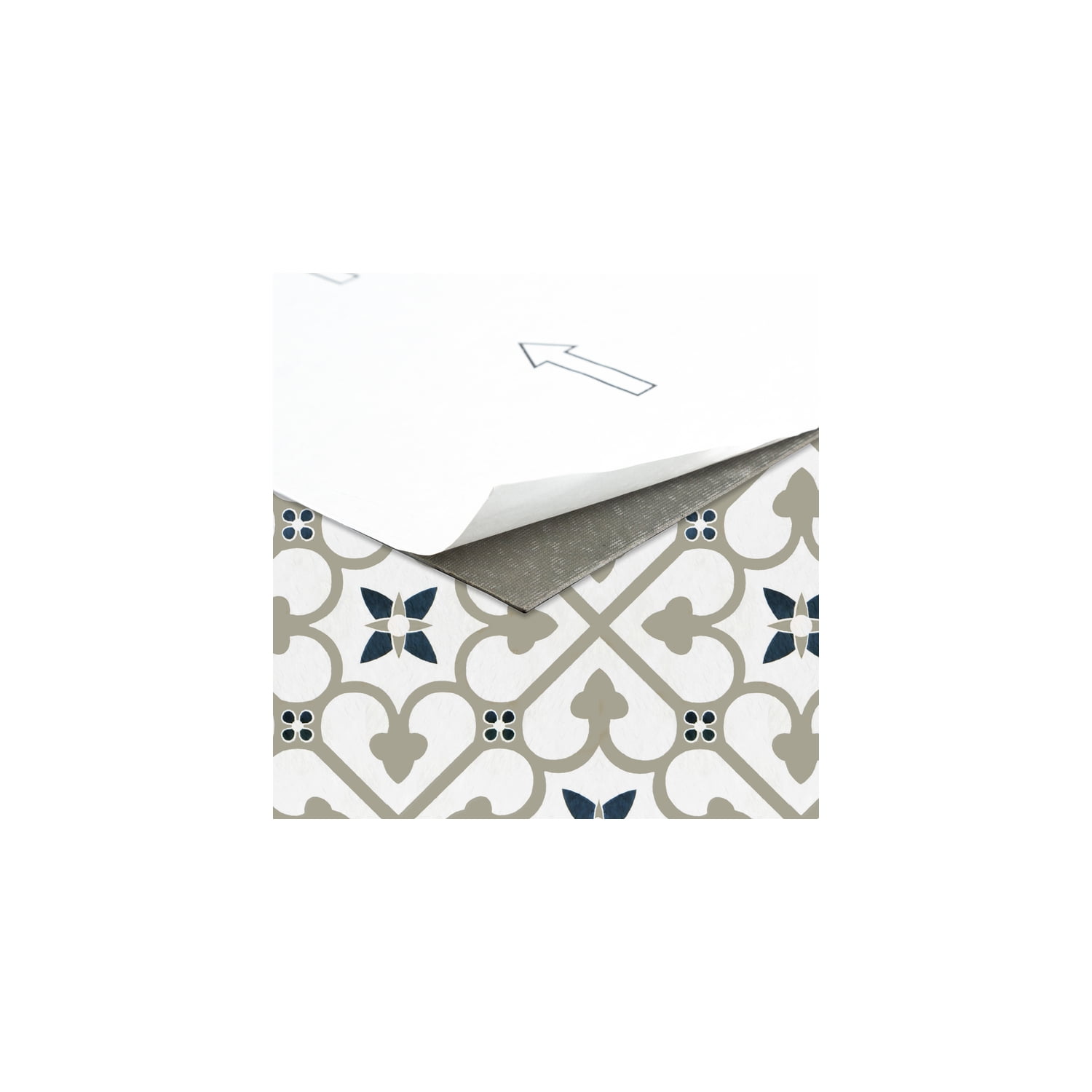 HomeStock Lakefront Luxury 12x12 Self Adhesive Vinyl Floor Tile - Clover - 20 Tiles/20 sq. ft. - Easy DIY Installation, Hand-Painted Tile Imitation, Blue/Grey Design