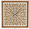 thumbnail image 3 of DecMode 32" Brown Wood Floral Wall Clock with White Cutout Board, 3 of 9