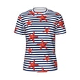 thumbnail image 5 of Wukai Starfish Navy Blue Stripe Print Men's Short-Sleeved Mesh T-Shirt,Quick-Dry Short Sleeve Workout T-Shirt-Small, 5 of 8