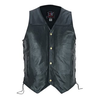 APEXFWDT Mens Motorcycle Faux Leather Vests Classic Black Riding