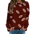 thumbnail image 2 of Kelon Game Day Women Crew Neck Pullover Sweatshirt Football Print Graphic Shirts Lightweight Fashion Tops Casual Daily Loose Fit Going Out Clothing, 3XL, 2 of 4