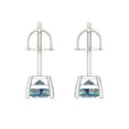 thumbnail image 4 of 1.5 Ct Princess Cut Studs Blue Moissanite 14K White Solid Solid Gold Everyday Dainty Earrings Screw Back, 4 of 7