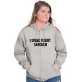thumbnail image 4 of I Speak Fluent Sarcasm Humor Unisex Fleece Graphic Zip Up Hoodie Brisco Brands 4X, 4 of 5
