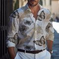 thumbnail image 1 of Camisa de manga larga con estampado de mariposas para hombre, tela cómoda, informal, para fiestas al aire libre, nueva, 1 of 6