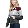 thumbnail image 2 of Made by Johnny Women's Casual Color Block Zip Up Hoodie Sweater M BURGUNDY, 2 of 5