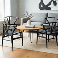 thumbnail image 4 of Polynices Wishbone Dining Chair, Solid Ash Wood Y Chair, Handwoven Paper Cord Seat, Fully Assembled, Matte Black Frame/Charcoal Cord, 1-Pack, 4 of 8