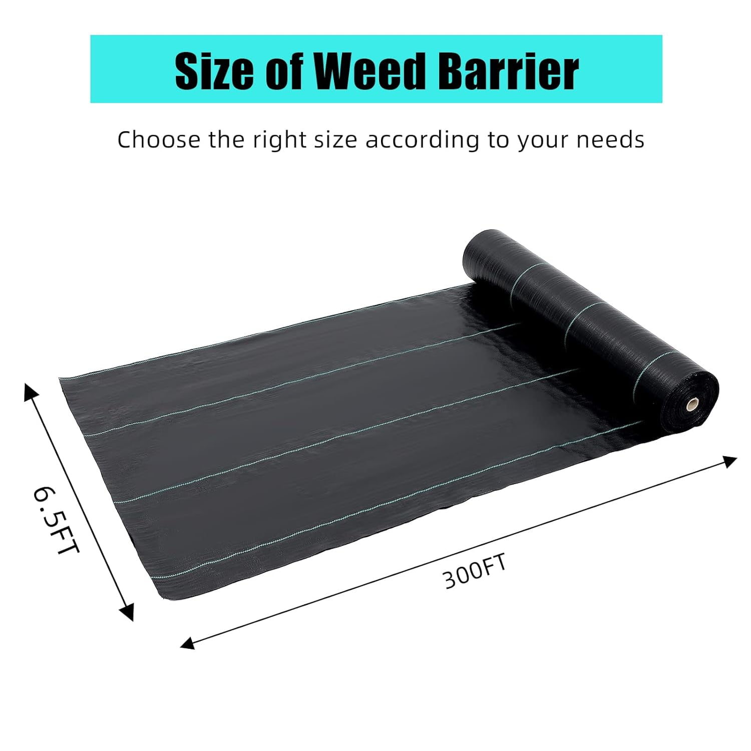 Acekid 3x300Ft 2.4oz Premium Weed Barrier Landscape Fabric, High Permeability Weed Control for Flower Bed, Black
