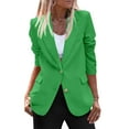 thumbnail image 7 of Sopiago Women Suit Jacket Business Casual Long Sleeve Lapel Pockets Blazer Open Front Button Work Office Blazer Jackets for Women Green,S, 7 of 7