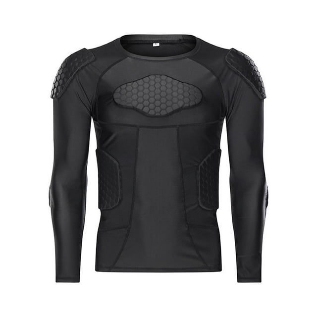 Chandail de Compression Rembourré pour Homme Protecteur de Côtes de Football, Coussinets de Poitrine et d'Épaule pour Football, Baseball, Basketball Équipement de Protection Résistant aux Impacts, Chandail de Sport Respirant