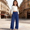 thumbnail image 4 of JCCXIN Teen Girls Active Sweatpants Joggers Athletic Pants Baggy Straight Leg Drawstring Trousers With Pockets Casual Daily Wear Lovely Street Bottoms,Navy,13-14 Years, 4 of 7