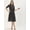 Black, variant on Women’s Solid Poly Georgette Round Ruffled Neck 3/4th Sleeves Knee length Tiered Hem Light Weighted Casual Summerwear Beachwear Partywear All Purpose One Piece Dress