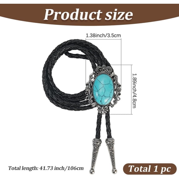 Bolo Tie for Men Western Cowboy Bolo Tie Vintage Leather Necktie Cord Turquoise Stone Bolo Ties