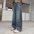 thumbnail image 5 of Zanarzt Girls Wide Leg Jeans Girls Wide Leg Jeans Childrens Loose Pants Baggy Jeans Blue,11-12 Years, 5 of 7