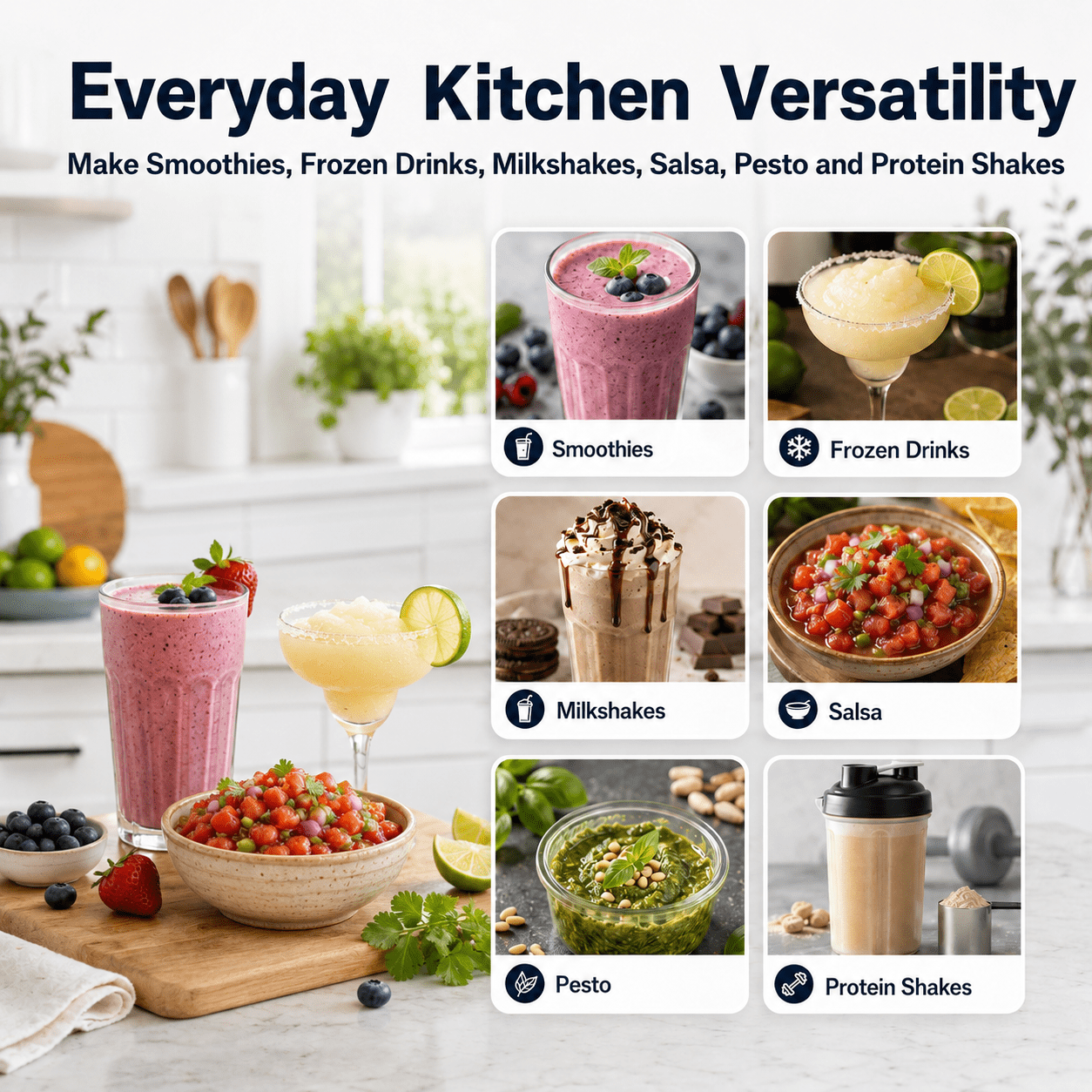 Sentryse Blender for Smoothies, 1800W Countertop Blender with 68 oz Pitcher & 20 oz Grinding Cup, 28000 RPM Kitchen Blender for Ice Crushing, Frozen Drinks, Milkshakes and Sauces