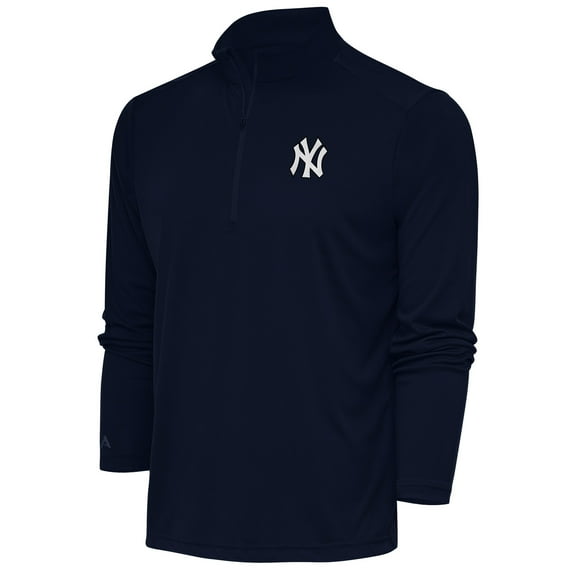 Men's Antigua Navy New York Yankees Metallic Tribute Quarter-Zip Top