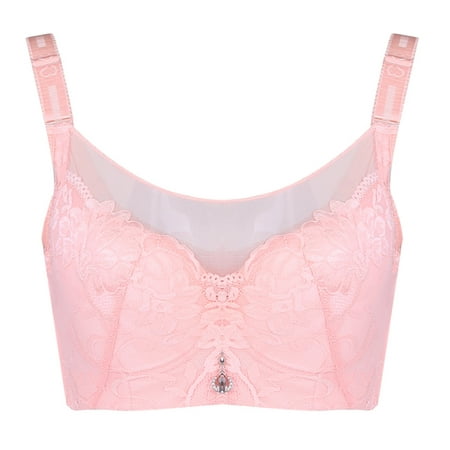 

TOWED22 Plus Size Bras Women s Balconette Bra Sexy Lace Underwire Shelf Plus Size Lightly Padded Wide Straps Pink
