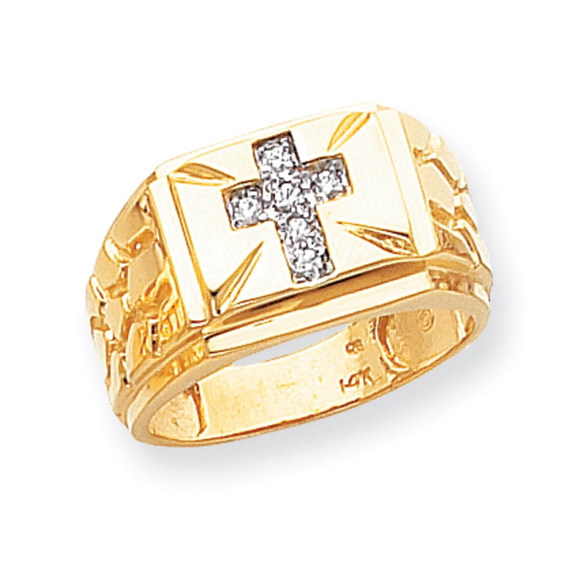 Kevin Jewelers 14k Yellow Gold GH SI2 Quality Diamond Men's Cross