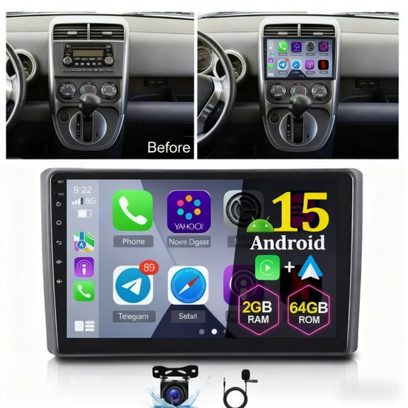 Molaner Android 15 Double Din Car Radio Compatible with Honda Element 2003-2006, 10" Touch Screen Car Stereo Fit for Wireless Carplay Android Auto, 2 64G