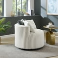 thumbnail image 4 of Miekor Furniture Malna Plush Wide Wale Corduroy Upholstered Barrel Accent Chair with Wheels, Off-white 1268, 4 of 11