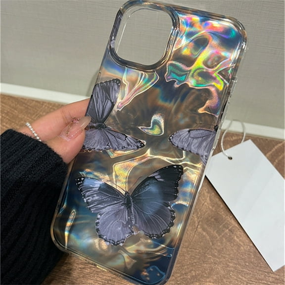 Luxury laser water ripple Butterfly phone case for iPhone 15 12 13 14 Pro Max 11 Japan Korea girl soft shell spring summer cover