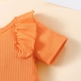 thumbnail image 3 of Girls Summer Outfit Ribbed Ruffle Bodysuit Floral Bloomer Shorts Headband 3 Piece Baby Clothes Set 0-24M, 3 of 7