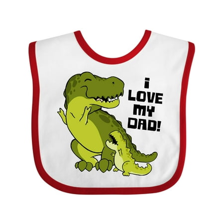 

Inktastic I Love My Dad with Baby and Daddy Tyranasaurus Rex Gift Baby Boy or Baby Girl Bib