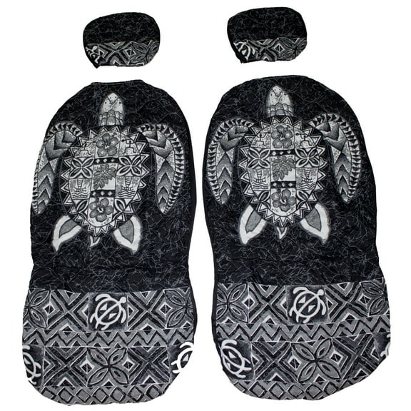 Hawaiian Car Seat Covers with Separated Headrest, Gray Big Turtle, Set of 2 Front Bucket Seat Covers, Made in Hawaii