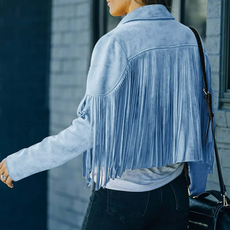 Cropped Fringe Coat For Women Cowgirl Faux Suede Short Cropped Fringe Coat For Women Cowgirl Faux Suede Short