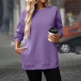 thumbnail image 5 of Women's Oversized Crewneck Sweatshirt Long Sleeve Fleece Pullover Fall Fashion Casual Tunic Top with Pocket No Hood, 5 of 7