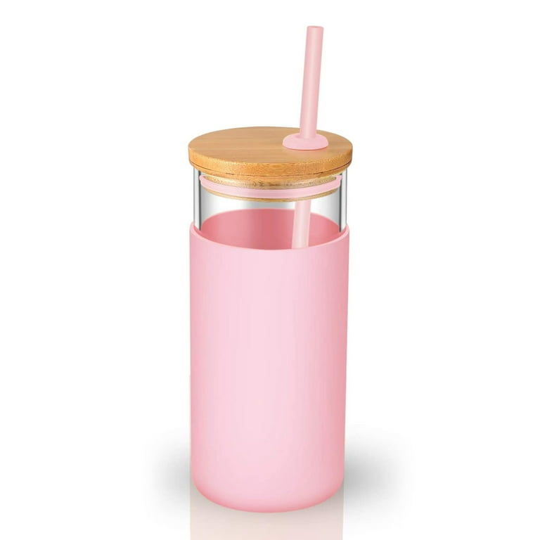 Grandest Birch 20oz Single-Wall Tumbler Protective Sleeve Wood Lid Glass  Cup Bottle with Straw Protective Sleeve Design with Straw