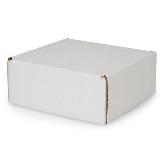 Pack of 50, White Kraft Tab Lock Mailer Box, 8x8x3.5", One-Piece for Everyday Shipping, Made in USA
