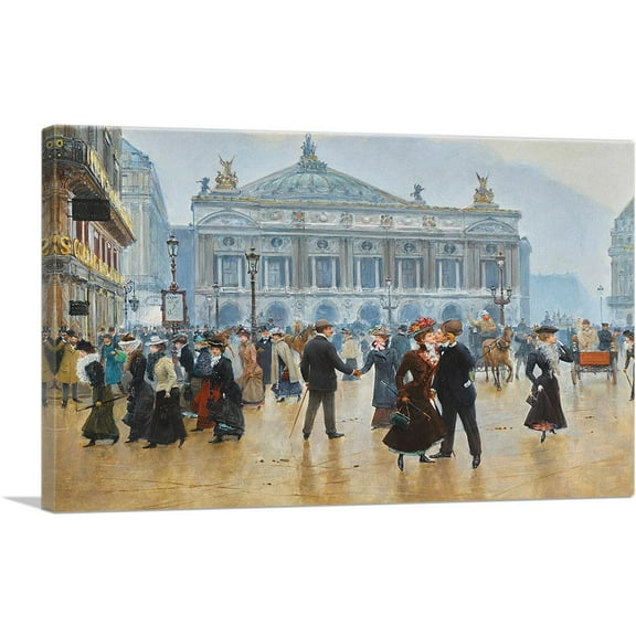ARTCANVAS The Arrival Of Midinettes 1901 Canvas Art Print by Jean Beraud - Size: 26" x 18" (0.75" Deep)