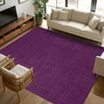 thumbnail image 3 of Dark Purple 5x7 Area Rugs, Farmhouse Burlap Solid Brown Color Modern Linen Texture Non-Skid Rubber Backing Large Rectangle Rugs - Living Room Bedroom Home Office, Indoor Floor Carpets Washable Rug, 3 of 9