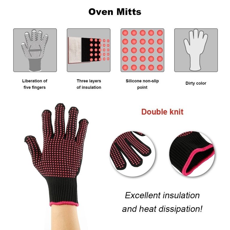 Willstar Barbecue Kitchen Gloves BBQ Oven Mitts Baking Glove Extreme Heat  Resistant Multi-Purpose Grilling Cooking Gloves 