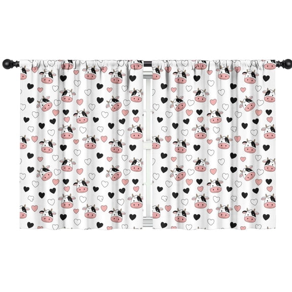 Blackout Kids Curtains,White Cow Heart Pattern Childrens Insulated Curtains Set Of 2,Bedroom Essentials,Toddler Room Decor 42x54in(106x137cm)