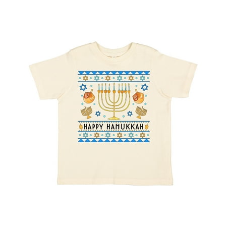 

Inktastic Happy Hanukkah Sweater Style Design with Menorah and Dreidel Gift Toddler Boy or Toddler Girl T-Shirt
