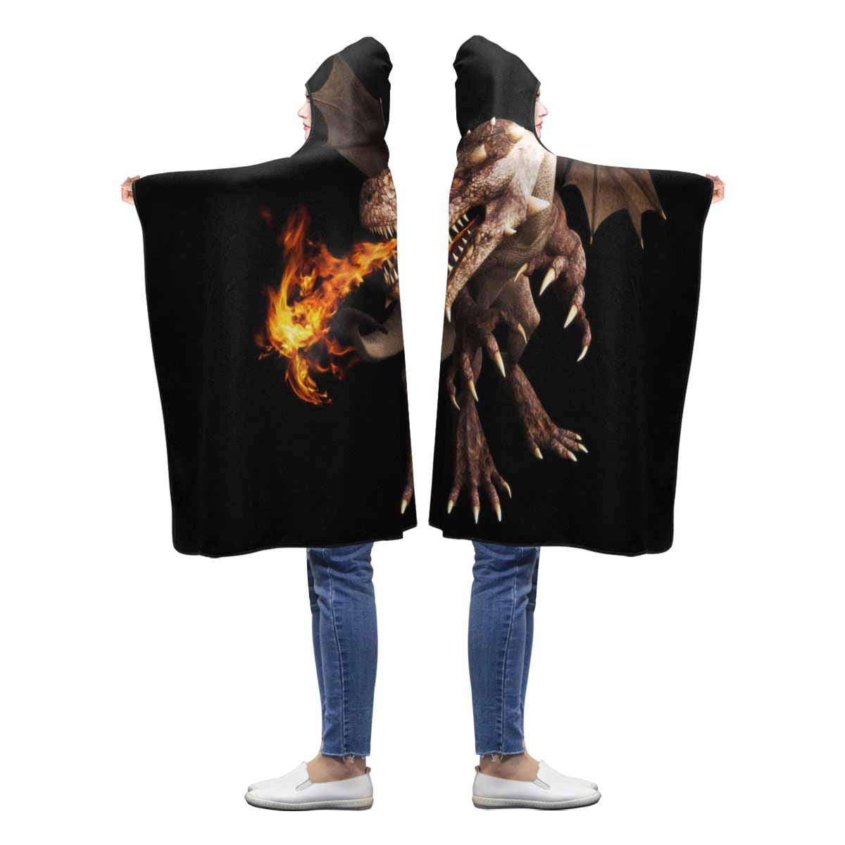 HATIART Fire Dragon Black Hooded Blanket 40x50 inches Toddler Kid Baby