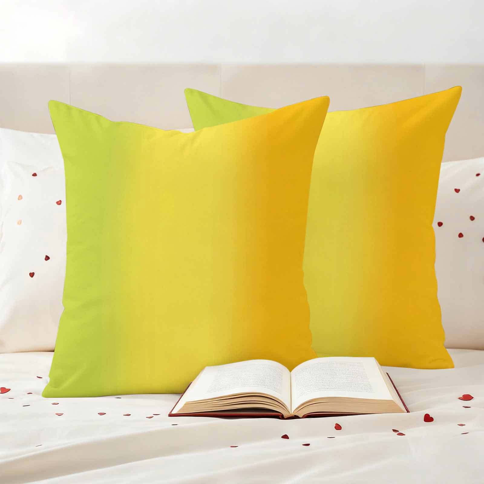 Green Yellow Orange Outdoor Waterproof Throw Pillow Covers 24x24 Set of 2, Vertical Striped Modern Color Decorative Pillowcases Cushion Pillowcase for Couch Sofa Patio Outside Pillow Protector