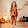 thumbnail image 2 of NOLDARES Toddler Baby Boy Girls Halloween Pajamas Set Kids Pumpkin Ghost Sleepwear 2 Pcs Pjs Cute Cartoon Print Long Sleeve Top and Pants(Orange,2-3 Y), 2 of 9