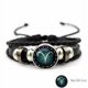 thumbnail image 2 of Luminous Twelve Constellation Artificial Gemstone Bracelet ,Beaded Rope PU Leather 12 Constellation Woven Bracelet, 2 of 5