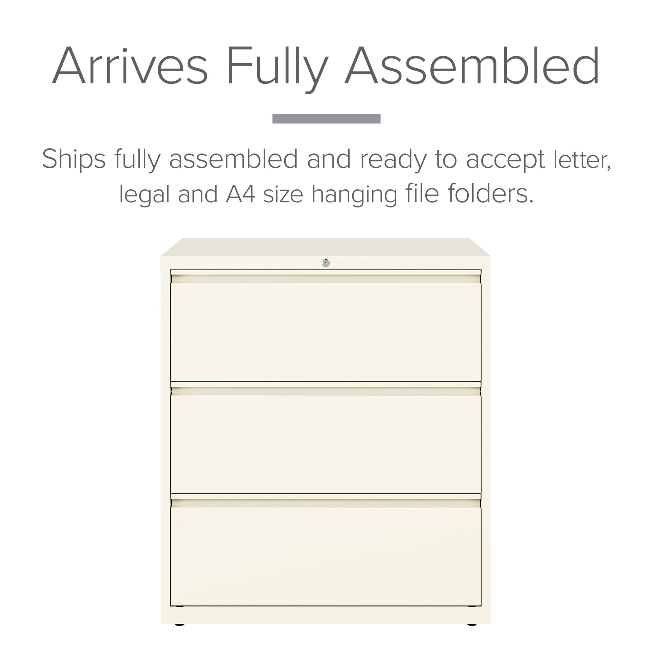 Hirsh 36 Inch Wide 3 Drawer Metal Lateral File Cabinet for Home and Office, Holds Letter, Legal and A4 Hanging Folders, Cloud