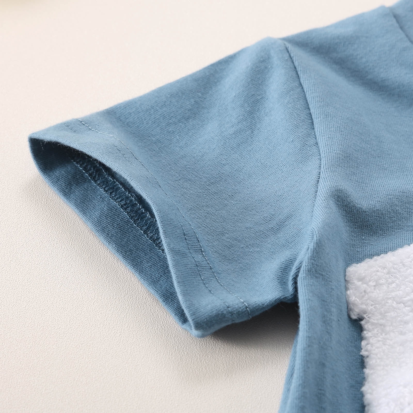 Povozer Newborn Baby Boy 4th of July Clothes Flag Embroidery Jumpsuit Waffle Short Sleeve Romper,Size 12-18 Months,Blue