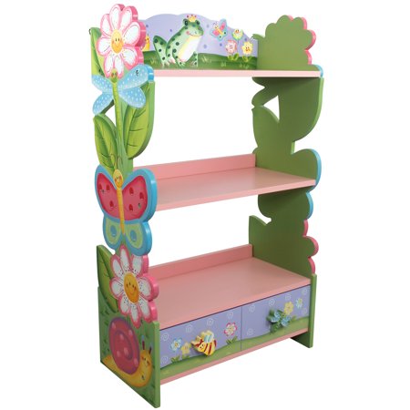 Fantasy Fields Magic Garden Kids Wooden Bookshelf with Storage Drawers  Multicolor