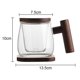 thumbnail image 2 of Taza de té: taza de té de vidrio con infusor y tapa - taza de té con mango de madera, taza de té para remojar el té en el hogar y la oficina MFZFUKR BST2002197-3, 2 of 5