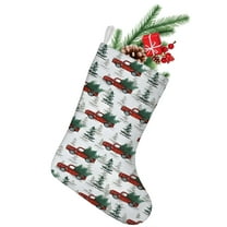 Christmas Stockings,Red Christmas Truck and Tree Pattern Stockings Christmas,14.8'' Xmas Stockings,Christmas Party Favors,Christmas Party Decorations,Christmas Stockings Personalized