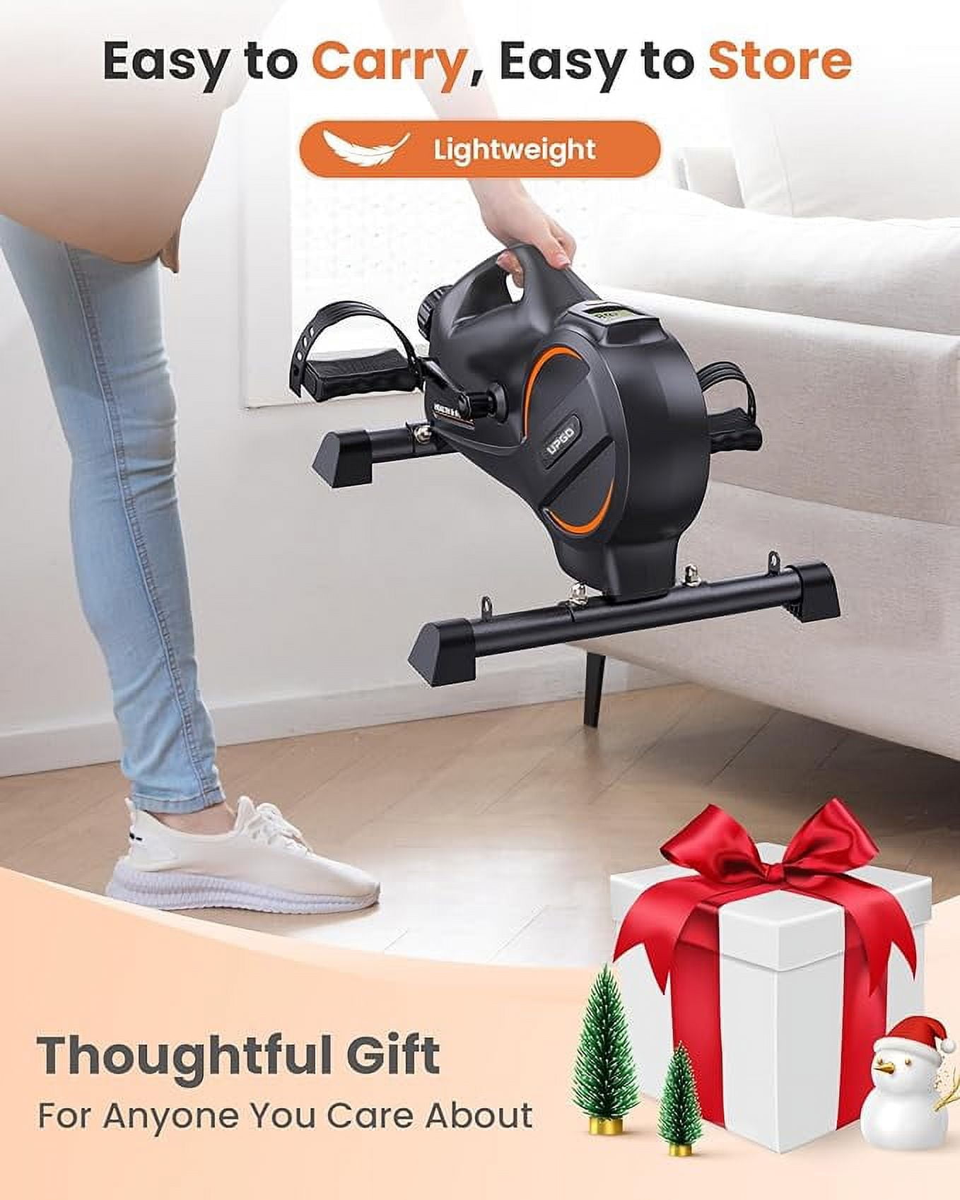 UPGO Magnetic Under Desk Bike Pedal Exerciser - Portable Mini Trainer Bikes Desk Cycle, Leg Exerciser for Physical Therapy & Desk Exercise with LCD Display and 350lbs Capacity